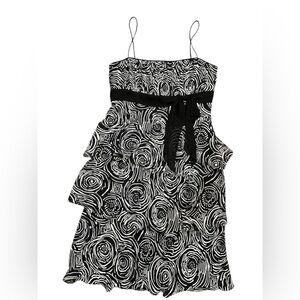 Liz Claiborne black and white tiered ruffle dress Holiday Party Dress